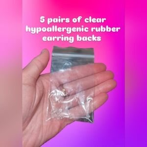 5 Pairs Of Clear Hypoallergenic Rubber Earring Backs